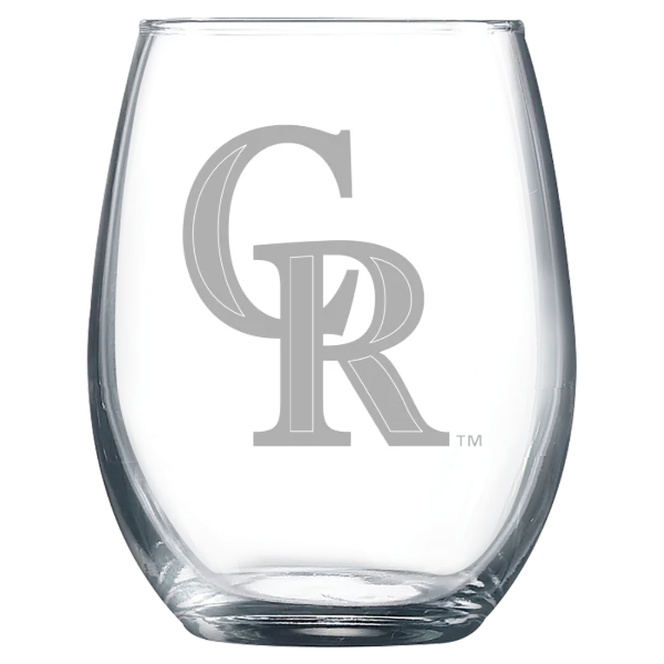 Colorado Rockies Polar Camel 9 oz. Stemless Wine Glass