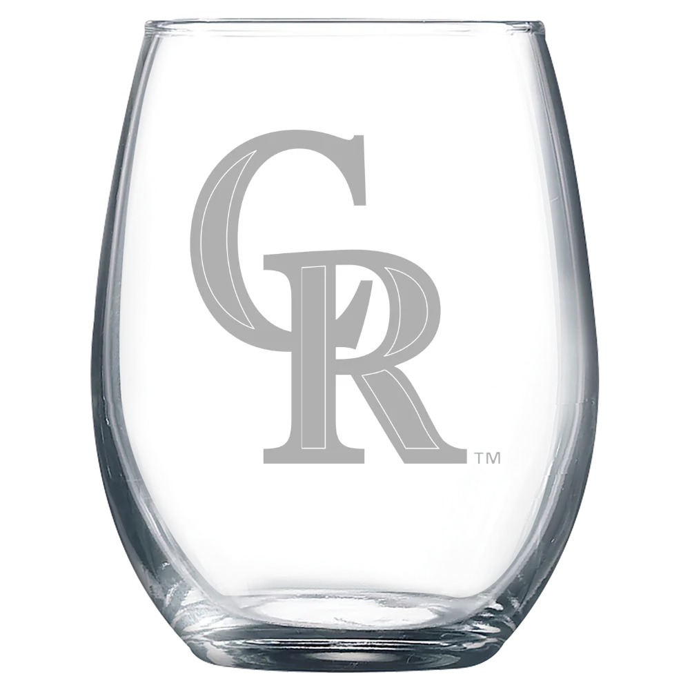 Colorado Rockies Polar Camel 9 oz. Stemless Wine Glass