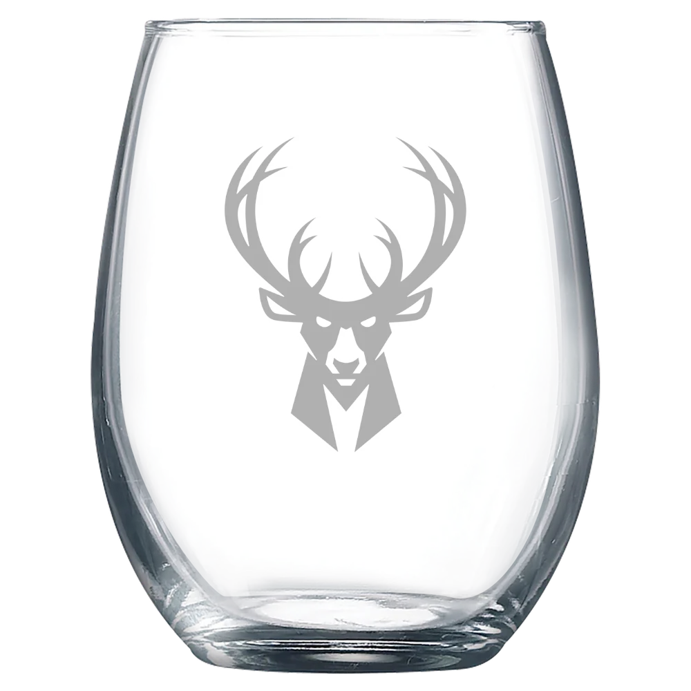 Milwaukee Bucks Polar Camel 9 oz. Stemless Wine Glass
