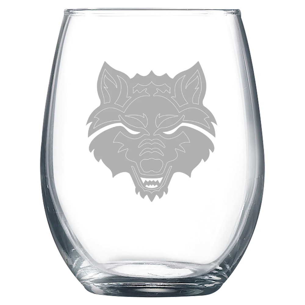 Arkansas State University Polar Camel 9 oz. Stemless Wine Glass