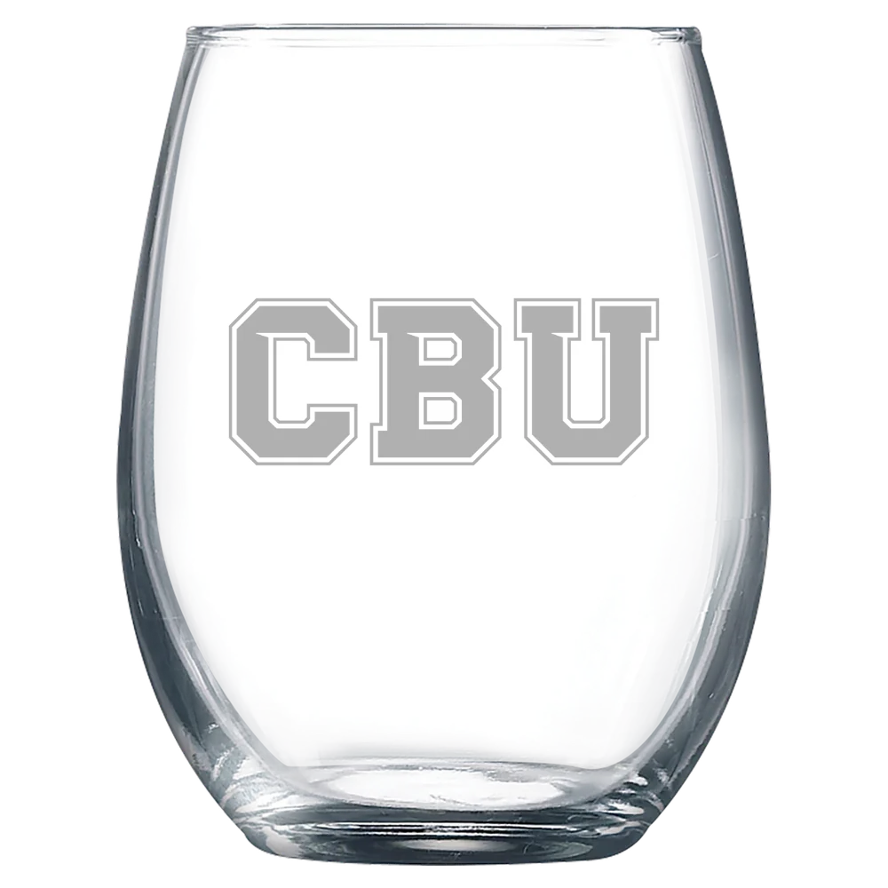 California Baptist University Polar Camel 9 oz. Stemless Wine Glass