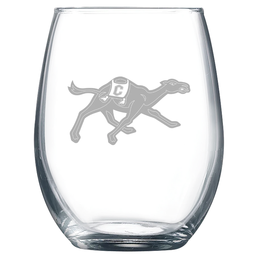 Campbell University Polar Camel 9 oz. Stemless Wine Glass