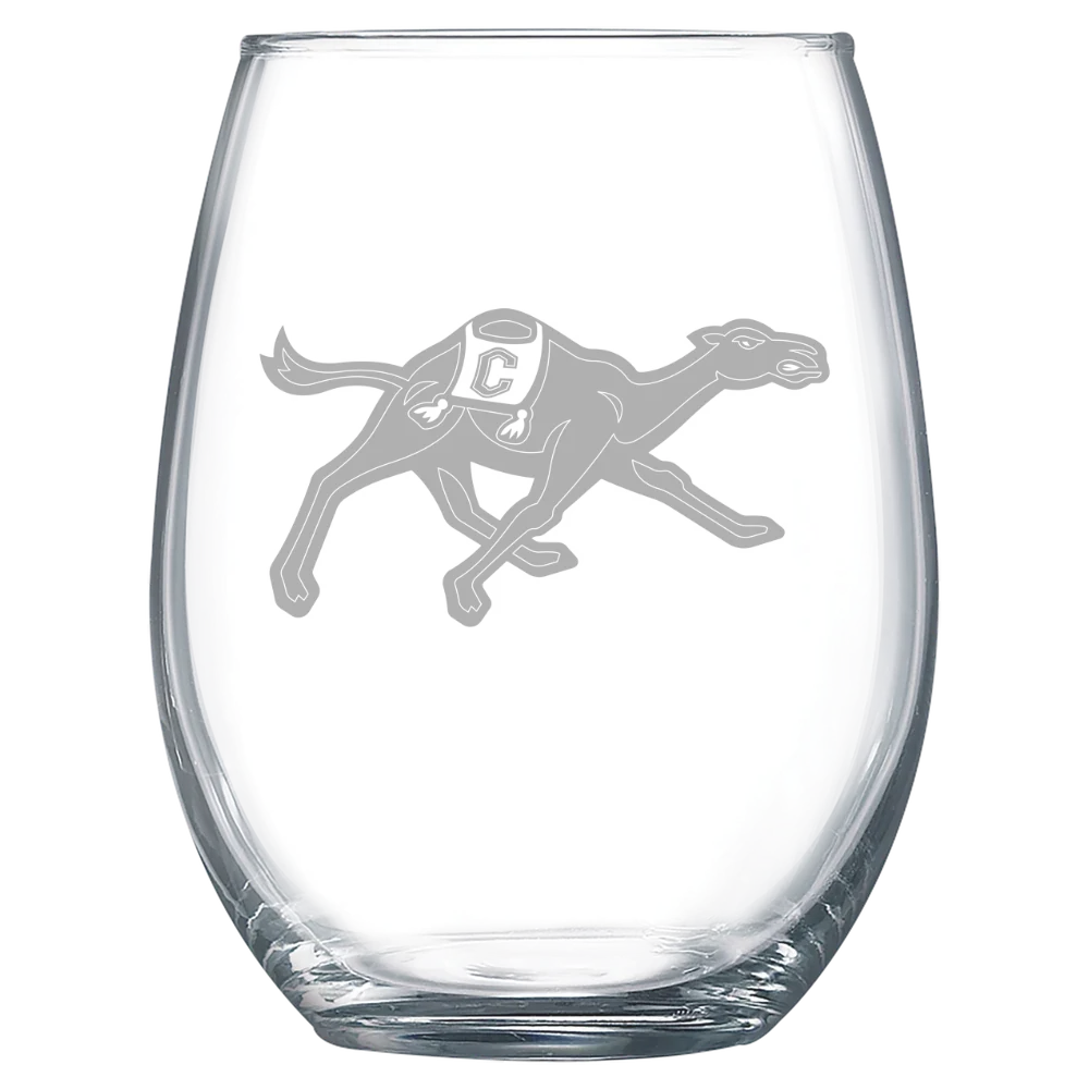 Campbell University Polar Camel 15 oz. Stemless Wine Glass