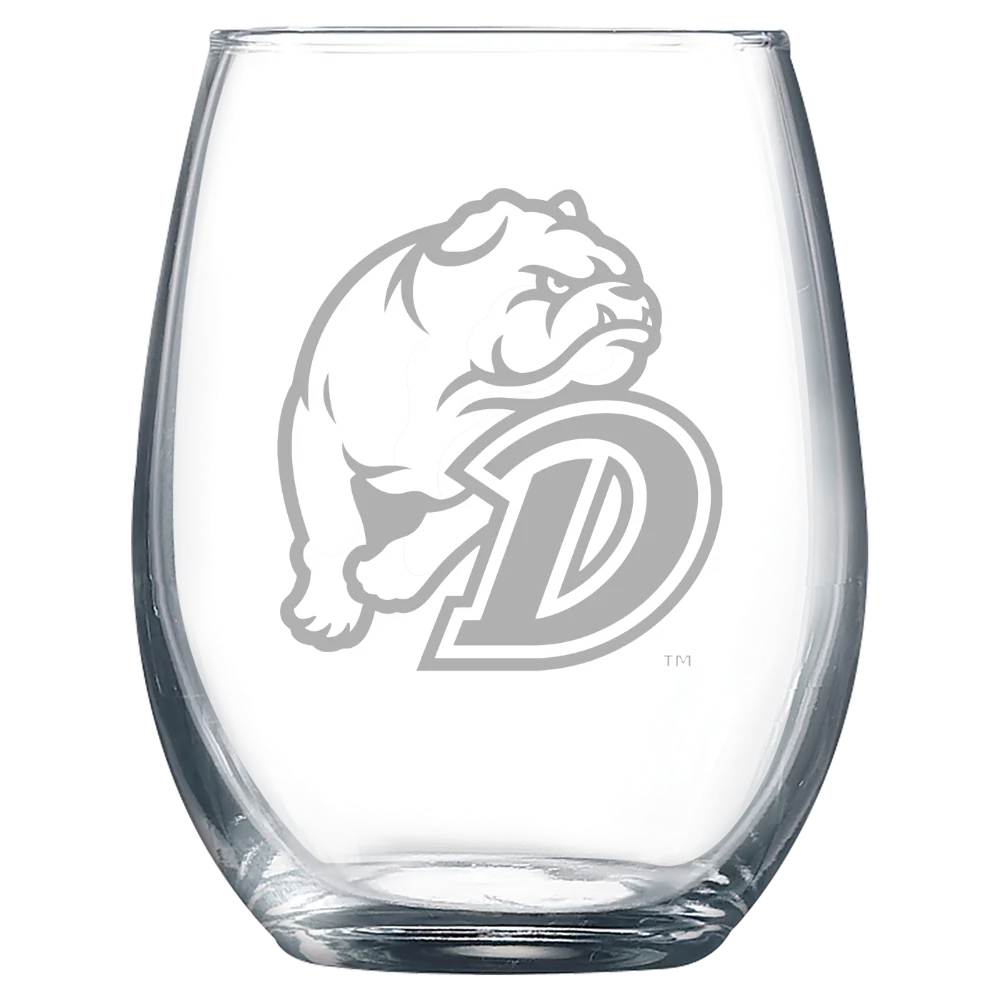 Drake University Polar Camel 9 oz. Stemless Wine Glass