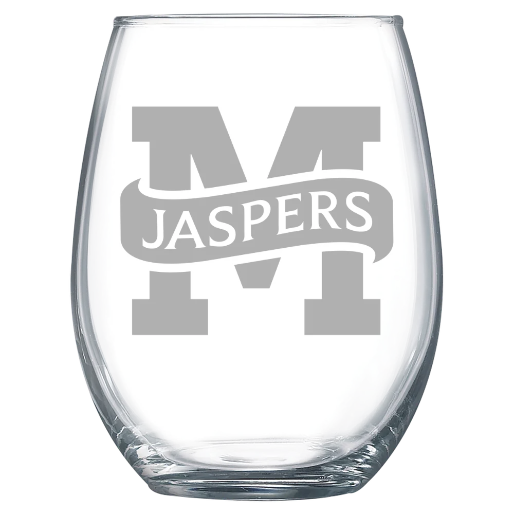 Manhattan University Polar Camel 15 oz. Stemless Wine Glass