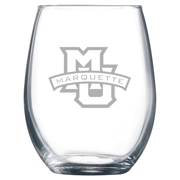 Marquette University Polar Camel 9 oz. Stemless Wine Glass