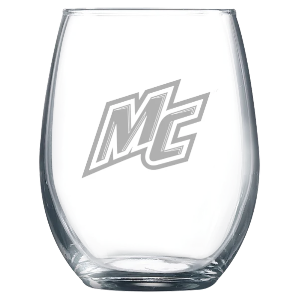 Merrimack College Polar Camel 9 oz. Stemless Wine Glass
