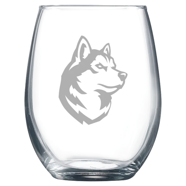 Northeastern University Polar Camel 9 oz. Stemless Wine Glass
