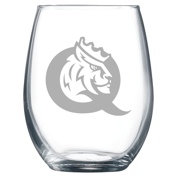 Queens University of Charlotte Polar Camel 9 oz. Stemless Wine Glass