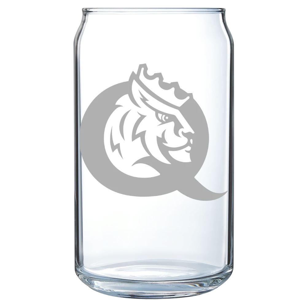 Queens University of Charlotte Polar Camel 16 oz. Can Glass