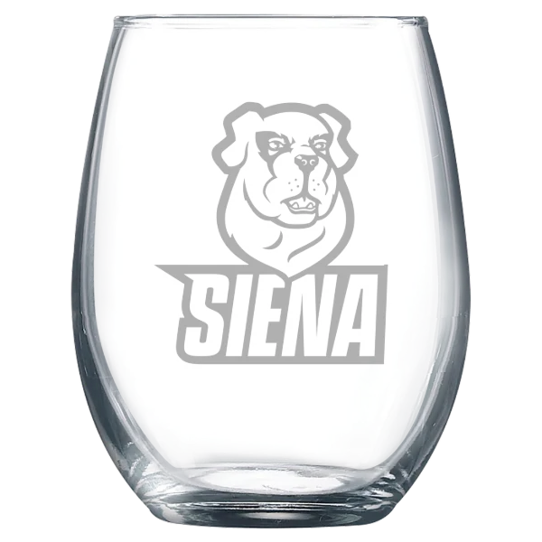 Siena University Polar Camel 9 oz. Stemless Wine Glass