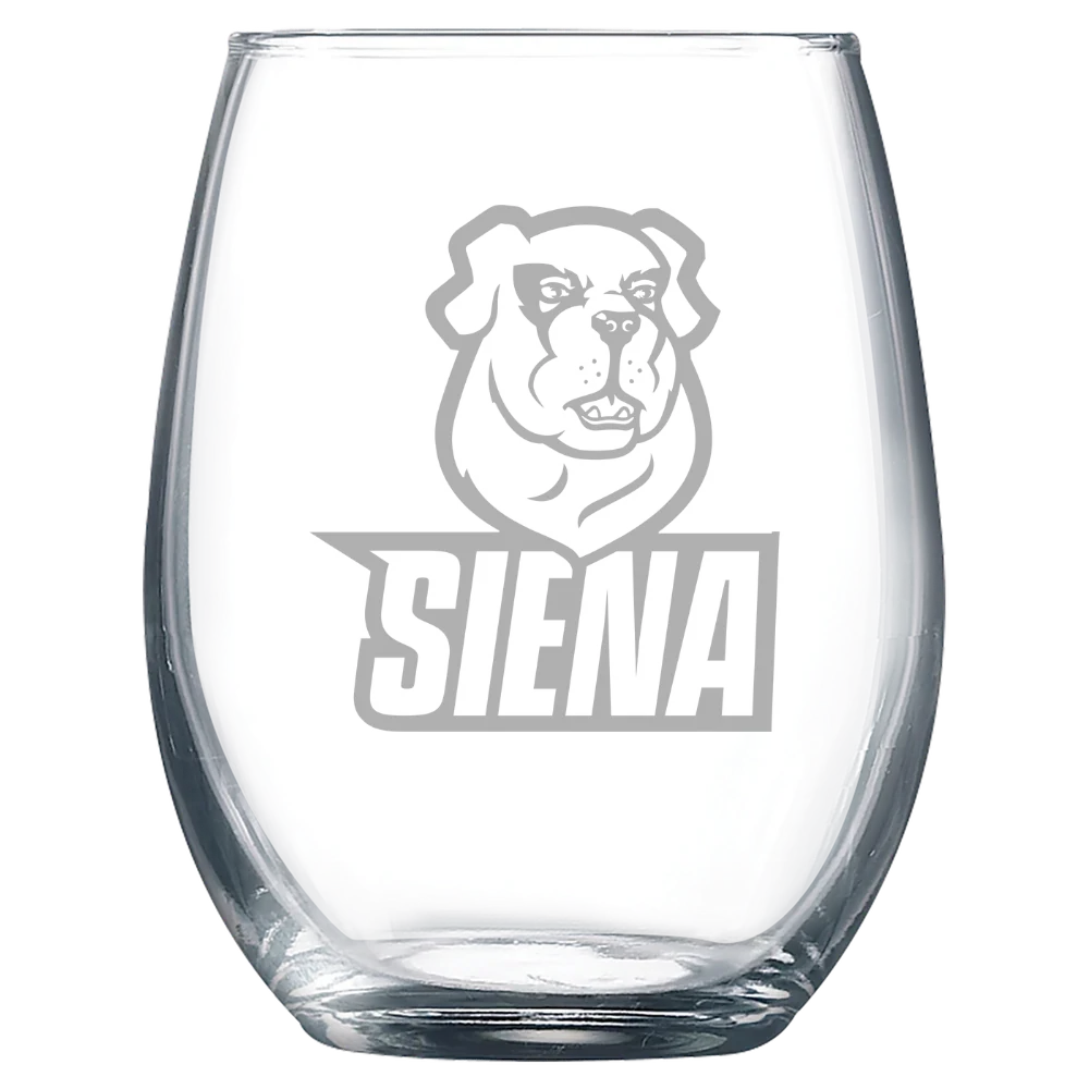 Siena University Polar Camel 9 oz. Stemless Wine Glass