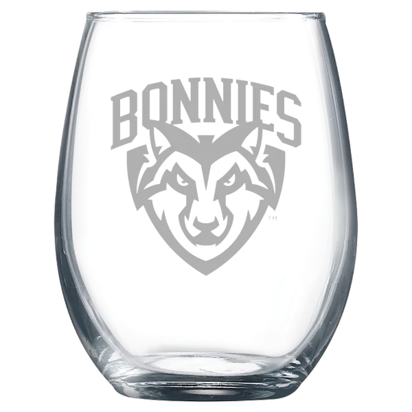 St. Bonaventure University Polar Camel 9 oz. Stemless Wine Glass