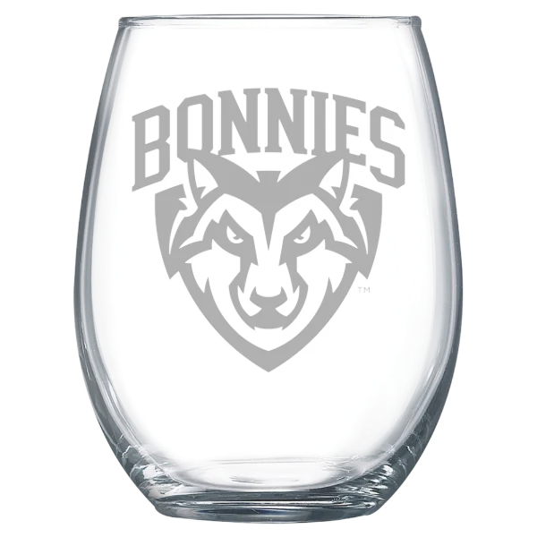 St. Bonaventure University Polar Camel 15 oz. Stemless Wine Glass