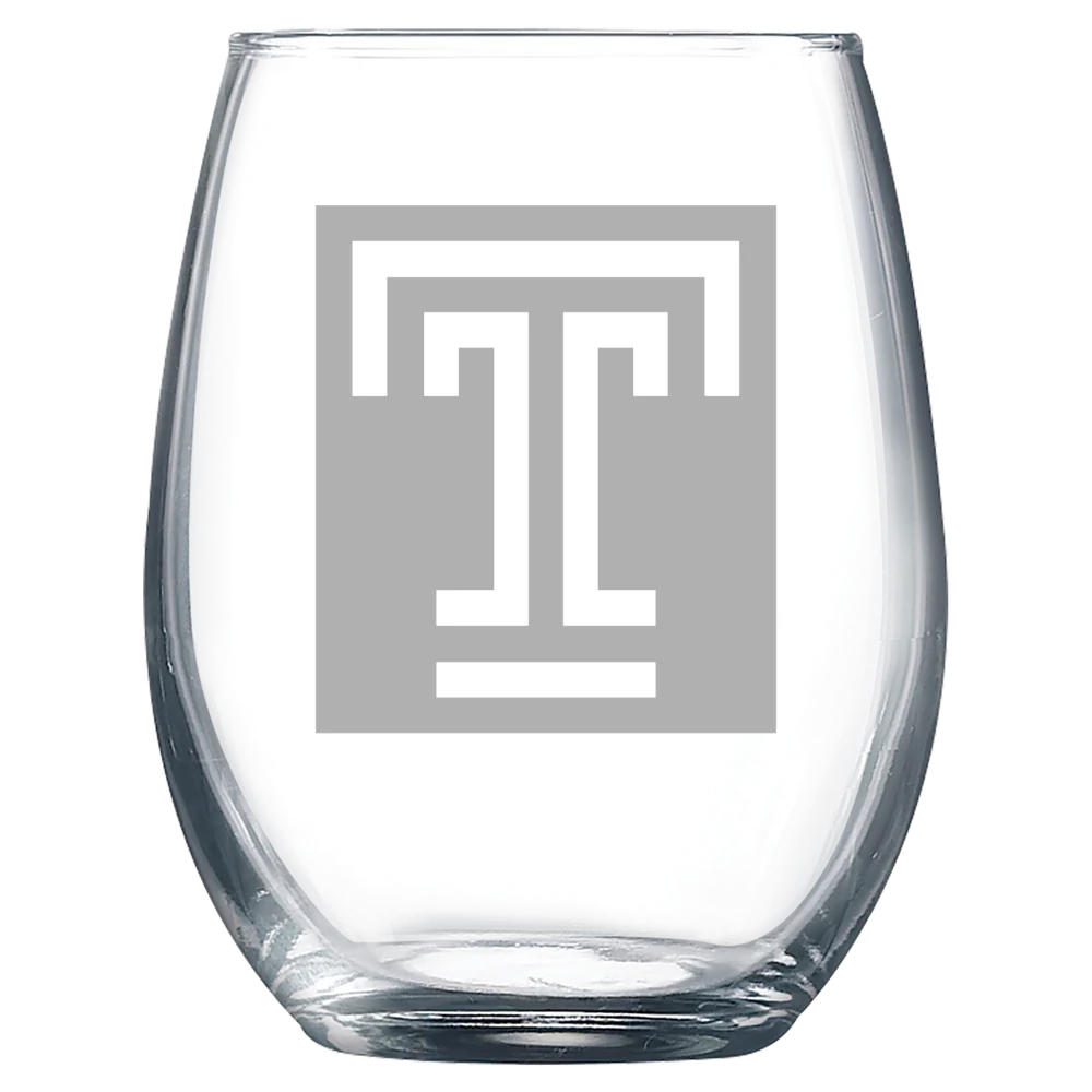 Temple University Polar Camel 9 oz. Stemless Wine Glass