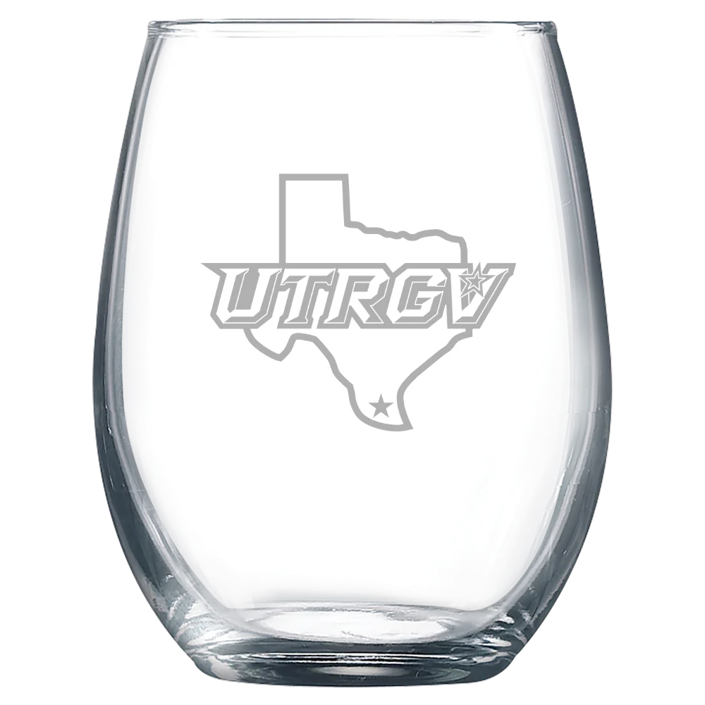 The University of Texas Rio Grande Valley Polar Camel 9 oz. Stemless Wine Glass
