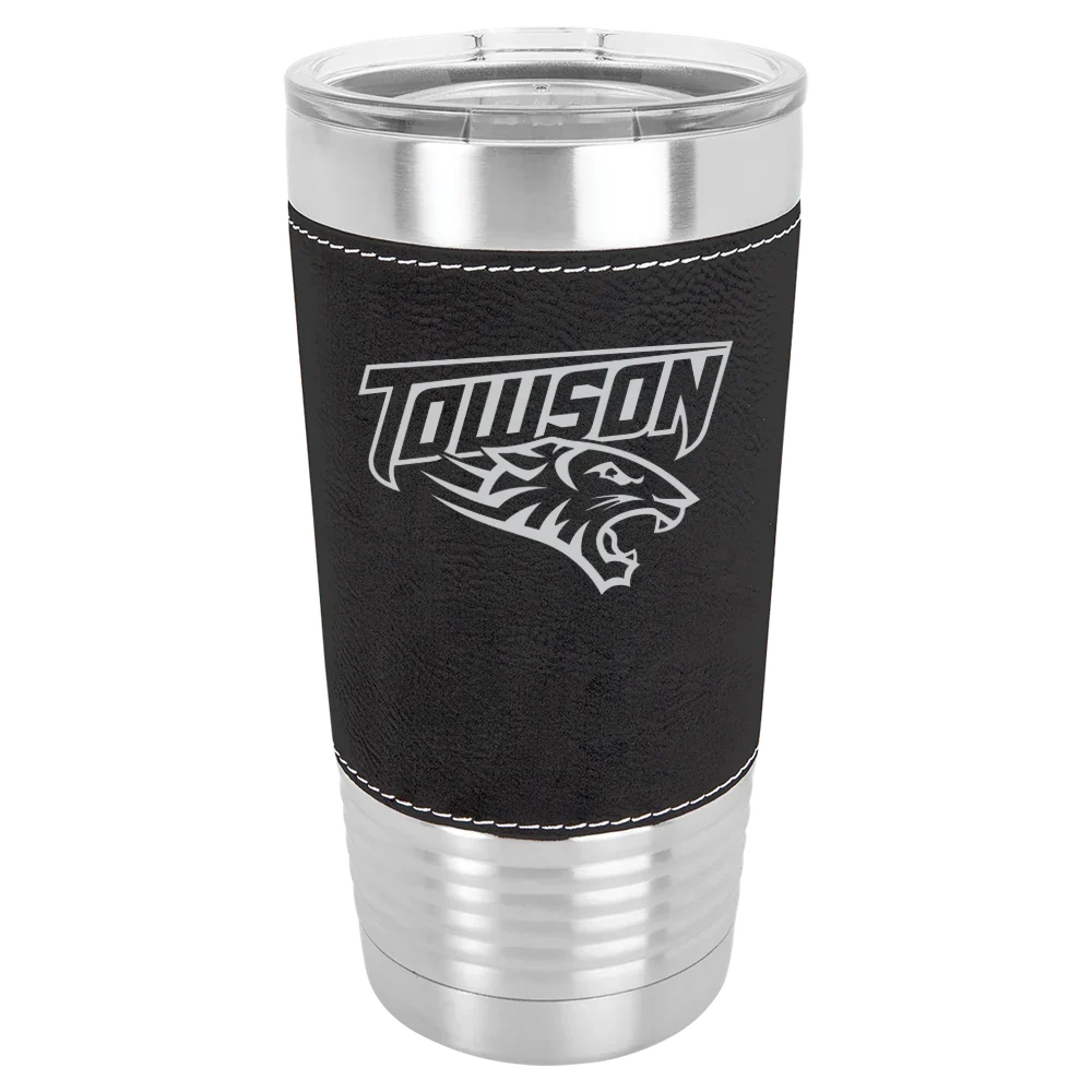 Towson University Polar Camel 20 oz. Leatherette Grip Tumbler with Standard Lid