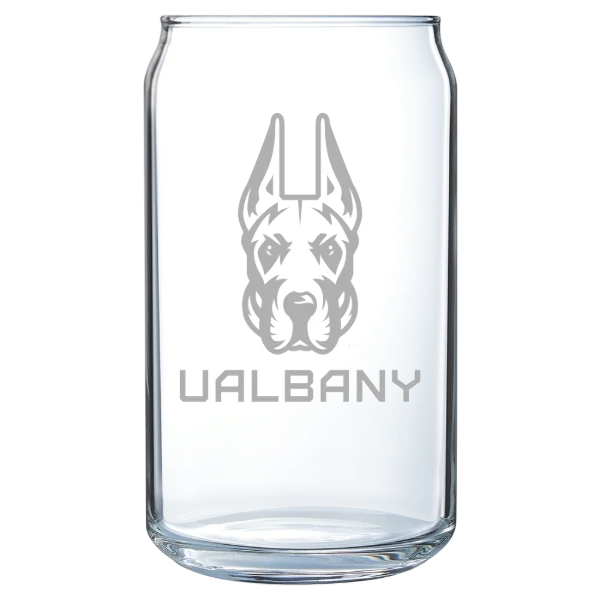University at Albany Polar Camel 16 oz. Can Glass