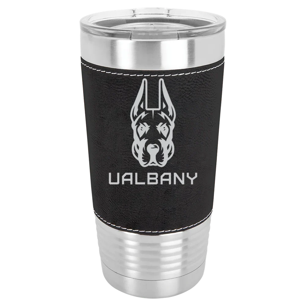 University at Albany Polar Camel 20 oz. Leatherette Grip Tumbler with Standard Lid