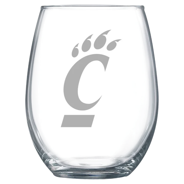 University of Cincinnati Polar Camel 15 oz. Stemless Wine Glass