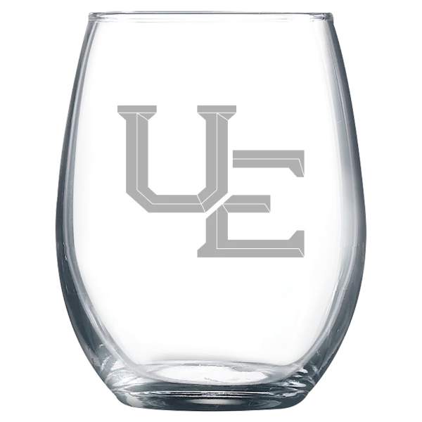 University of Evansville Polar Camel 9 oz. Stemless Wine Glass