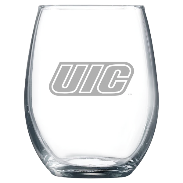 University of Illinois Chicago Polar Camel 9 oz. Stemless Wine Glass