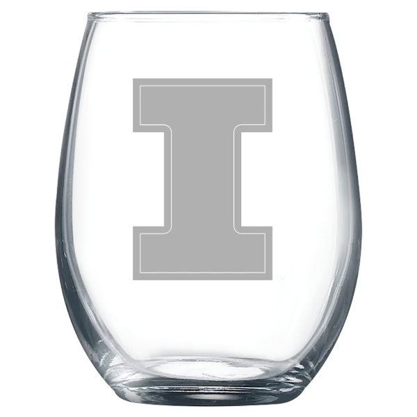 University of Illinois Urbana-Champaign Polar Camel 9 oz. Stemless Wine Glass