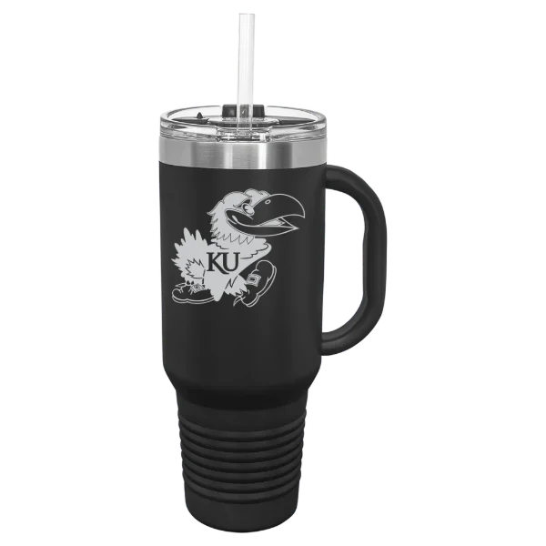 University of Kansas Polar Camel 40 oz. Travel Mug with Snap Lid & Straw