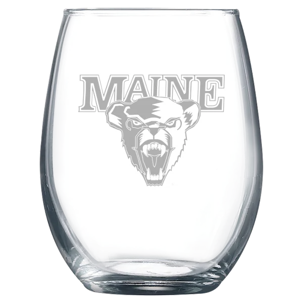 University of Maine Polar Camel 9 oz. Stemless Wine Glass