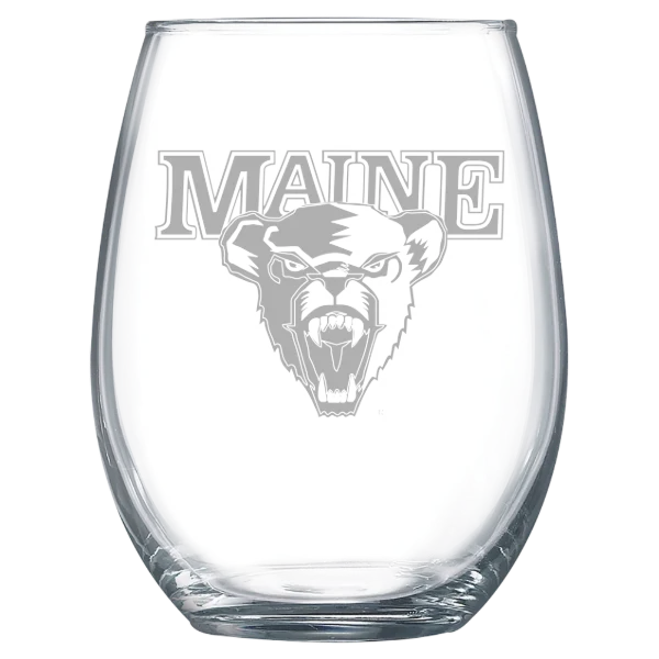University of Maine Polar Camel 15 oz. Stemless Wine Glass