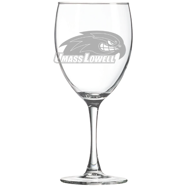 University of Massachusetts Lowell Polar Camel 10 1/2 oz. Wine Glass