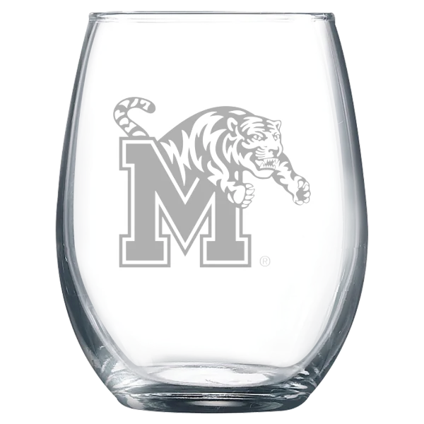 University of Memphis Polar Camel 9 oz. Stemless Wine Glass