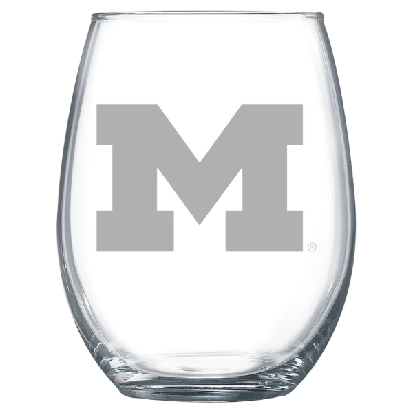 University of Michigan Polar Camel 15 oz. Stemless Wine Glass