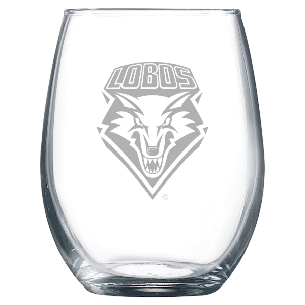 University of New Mexico Polar Camel 9 oz. Stemless Wine Glass