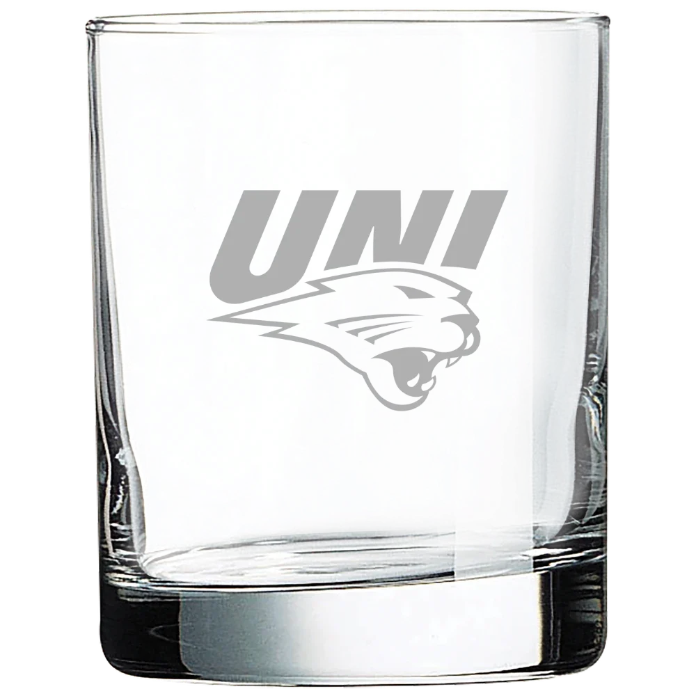 University of Northern Iowa Polar Camel 10 1/2 oz. On The Rocks Glass