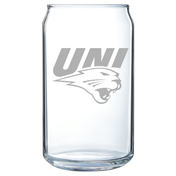 University of Northern Iowa Polar Camel 16 oz. Can Glass