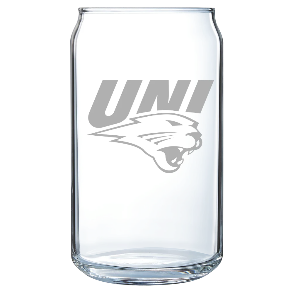 University of Northern Iowa Polar Camel 16 oz. Can Glass
