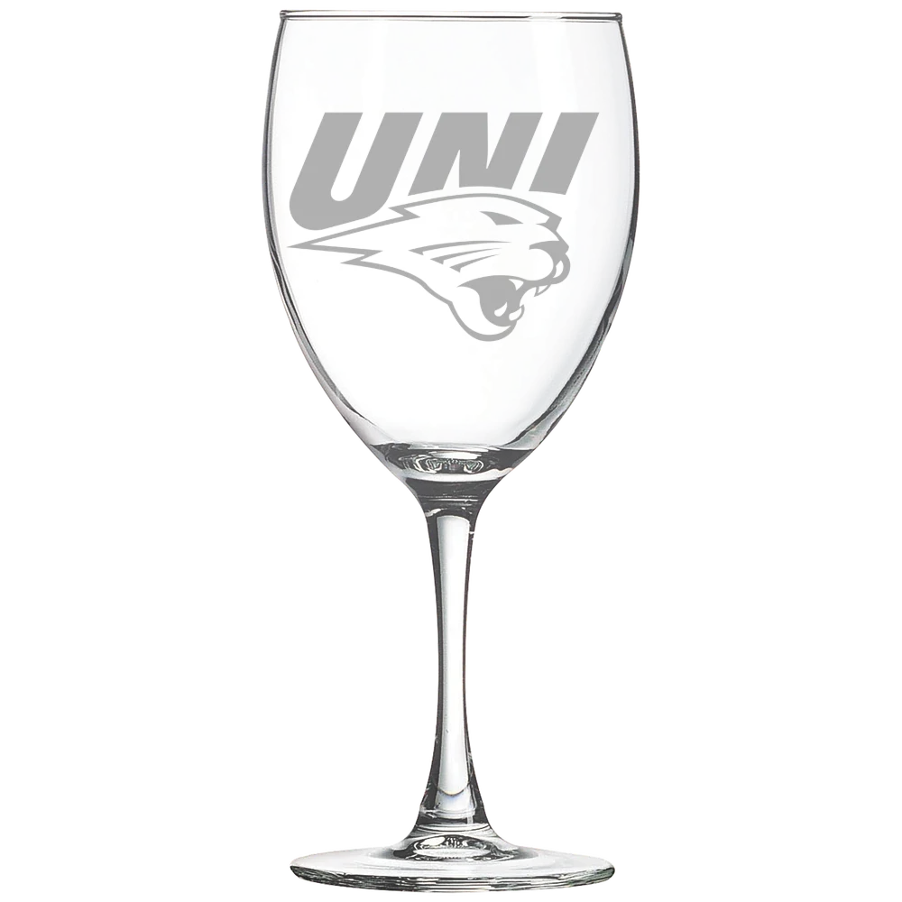 University of Northern Iowa Polar Camel 10 1/2 oz. Wine Glass