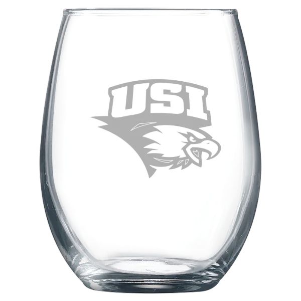 University of Southern Indiana Polar Camel 9 oz. Stemless Wine Glass