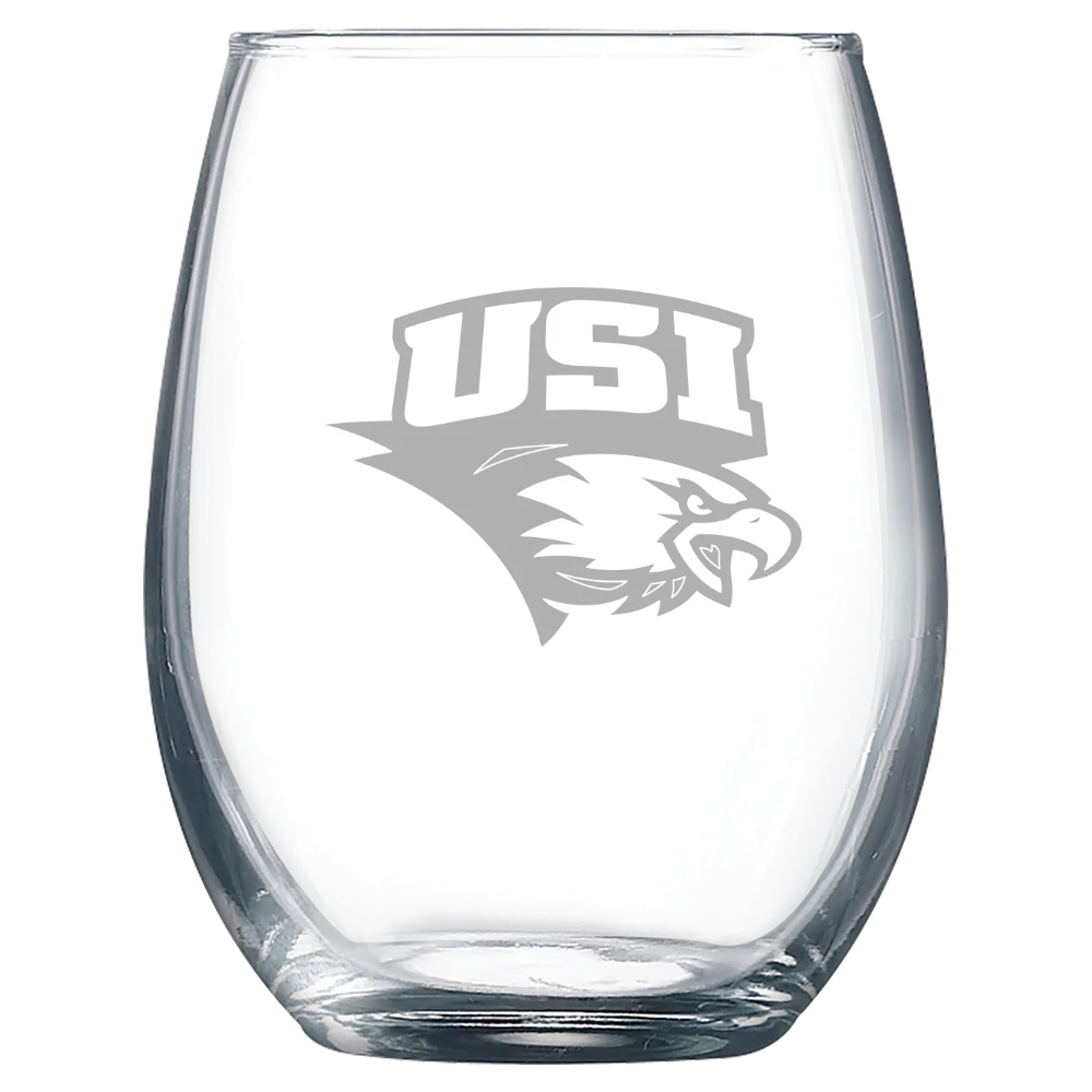 University of Southern Indiana Polar Camel 9 oz. Stemless Wine Glass