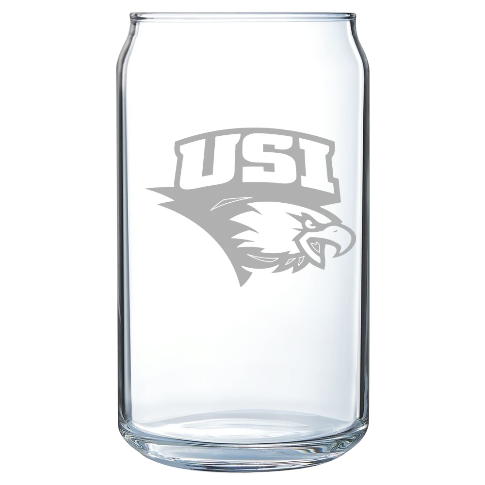 University of Southern Indiana Polar Camel 16 oz. Can Glass