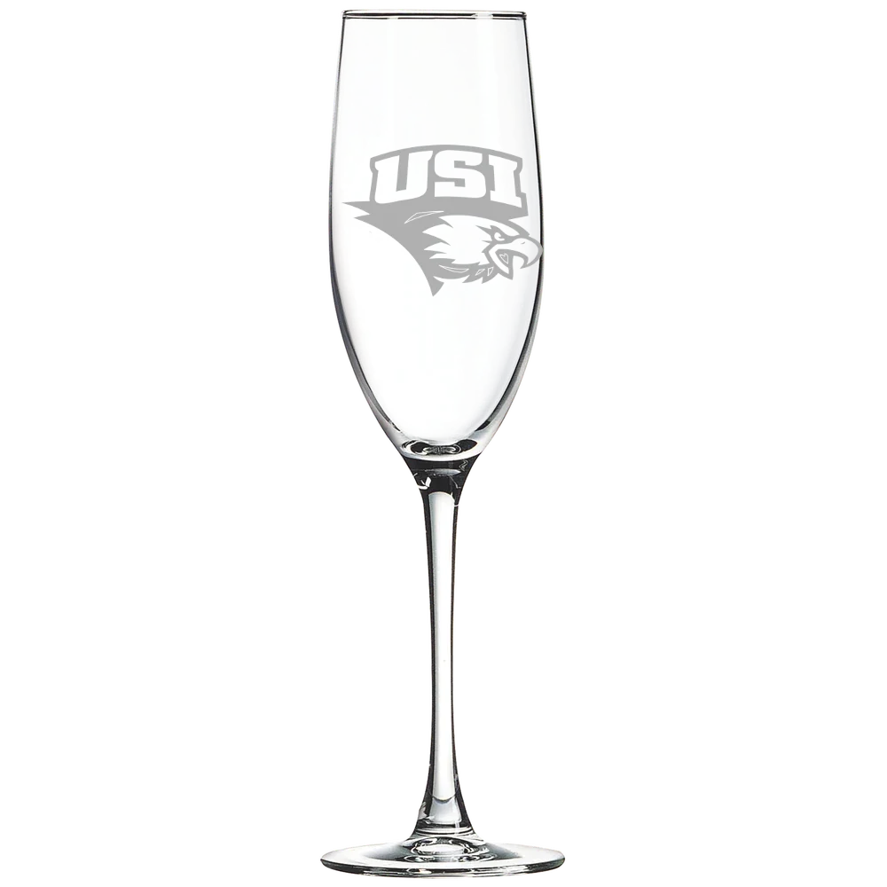 University of Southern Indiana Polar Camel 8 oz. Champagne Flute