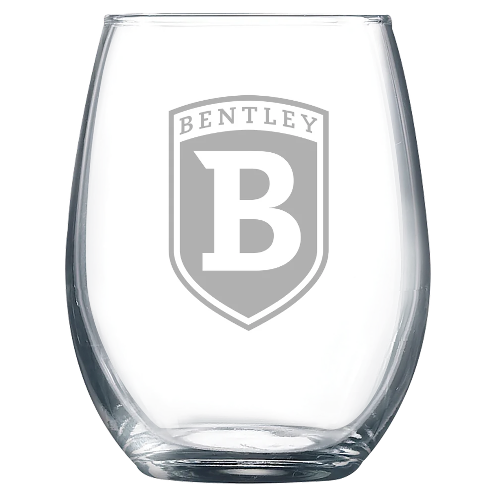 Bentley University Polar Camel 9 oz. Stemless Wine Glass