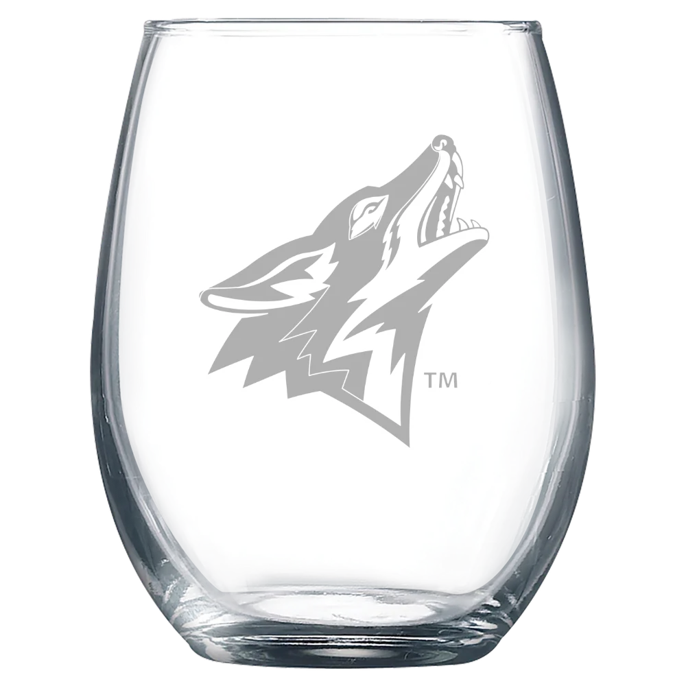 California State University, San Bernardino Polar Camel 9 oz. Stemless Wine Glass