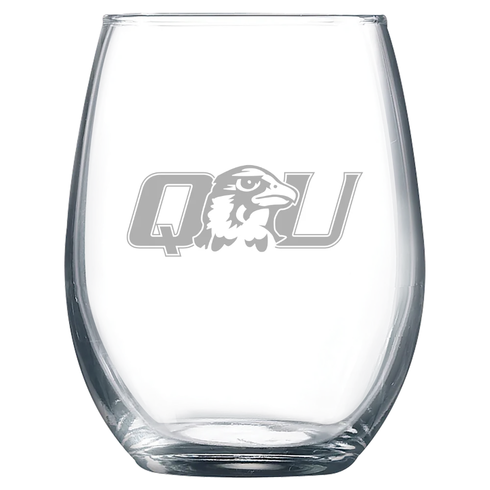Quincy University Polar Camel 9 oz. Stemless Wine Glass