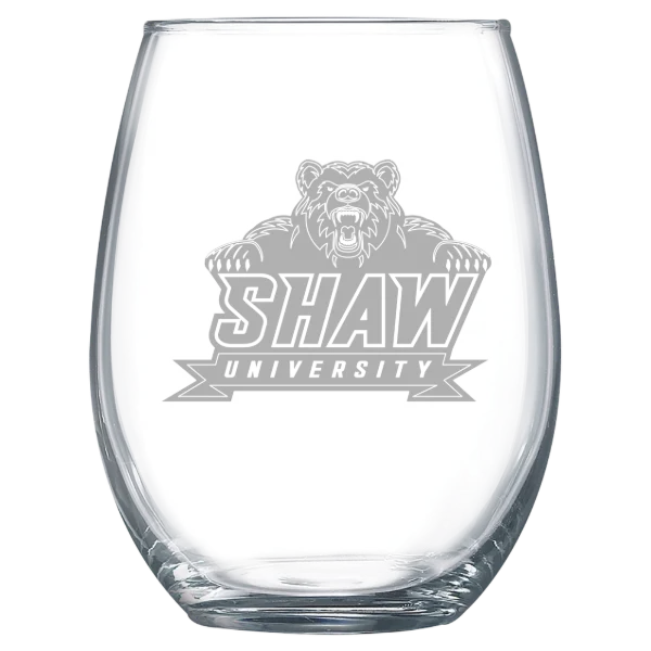 Shaw University Polar Camel 15 oz. Stemless Wine Glass