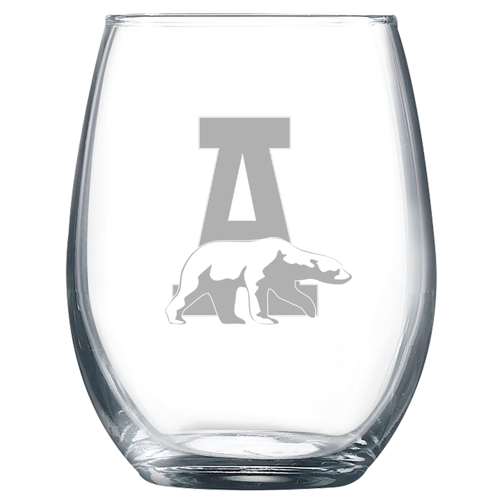 University of Alaska Fairbanks Polar Camel 9 oz. Stemless Wine Glass