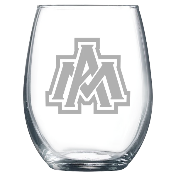 University of Arkansas, Monticello Polar Camel 9 oz. Stemless Wine Glass