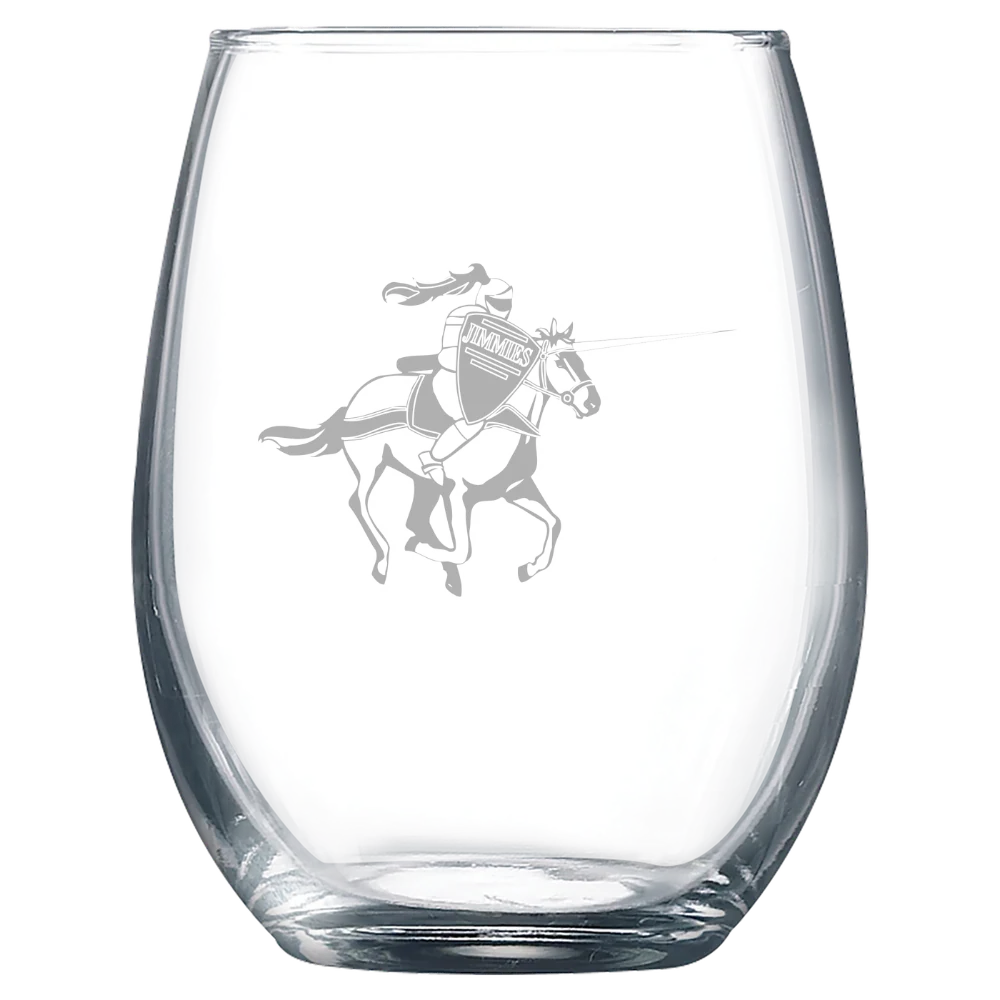University of Jamestown Polar Camel 9 oz. Stemless Wine Glass