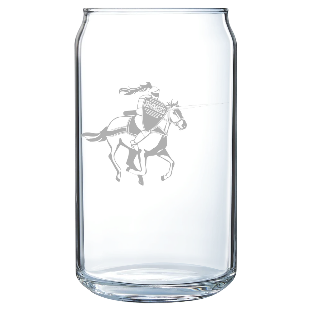 University of Jamestown Polar Camel 16 oz. Can Glass